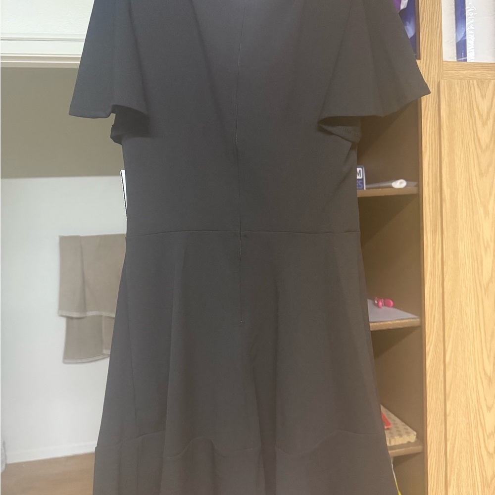 Crystal Doll Black Midi Dress with Flutter Sleeves - Picture 2 of 2